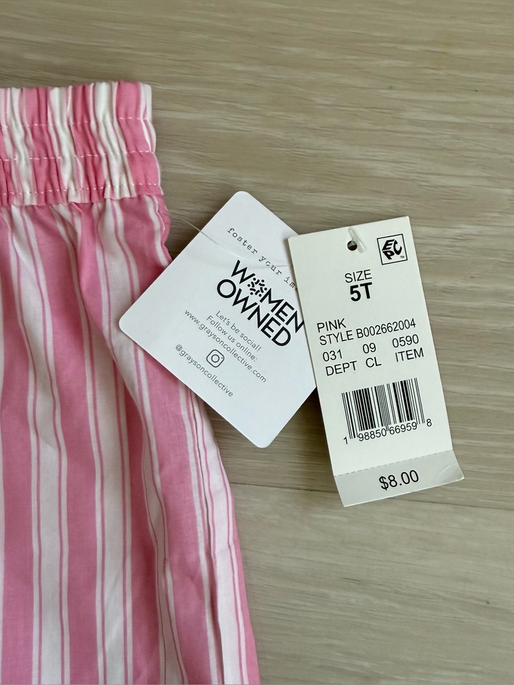 GRAYSON MINI Pink Striped Shorts NWT 5T Scandi Style - Picture 6 of 6